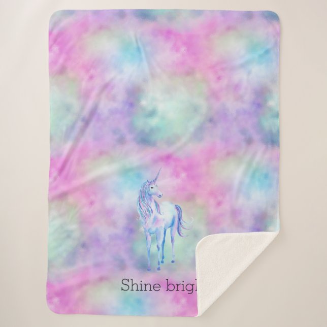 Couverture Sherpa Gold Aqua Purple Unicorn Sparkle (Devant)