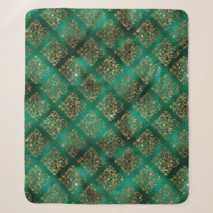 Couverture Sherpa Gold Holiday Noël Métallurgique Damas Élégant