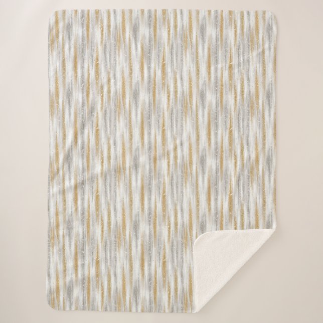 Couverture Sherpa Gold Silver Chic Glam Glitzy Stripes (Devant)