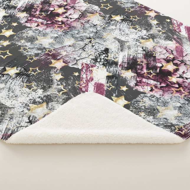 Couverture Sherpa Gold stars grunge abstrait design urbain moderne (3/4)