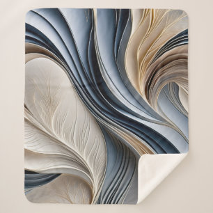 Couverture Sherpa Golden Air - Bleu clair et or fluide abstrait