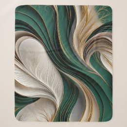 Couverture Sherpa Golden Air – Émeraude et Or Flowing Abstract