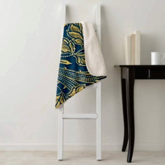 Couverture Sherpa Golden Blossom Elegance 