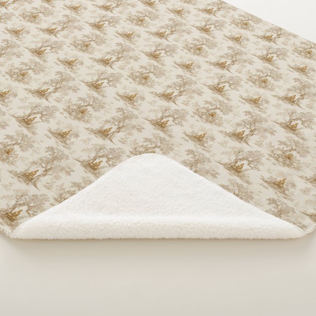 Couverture Sherpa Golden Buddha Toile de Jouy Classic Pattern (3/4)