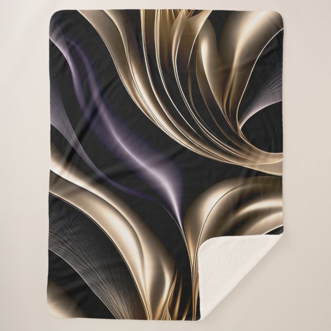 Couverture Sherpa Golden Flow - Luxurious Black and Gold Abstrait (Devant)