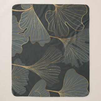 Couverture Sherpa Golden Ginkgo : Luxueux Déco Floral.