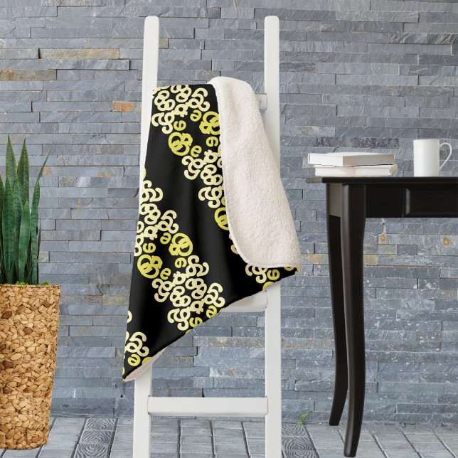 Couverture Sherpa Golden Yellow Ornamental Stripe Seamless Pattern (Créateur téléchargé)