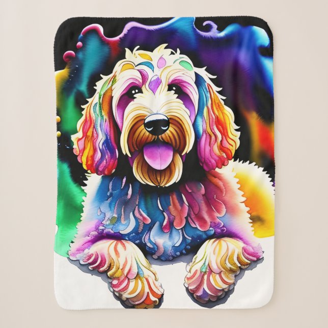 Couverture Sherpa Goldendoodle Happy Dog Collection Sherpa Blanket (Devant)