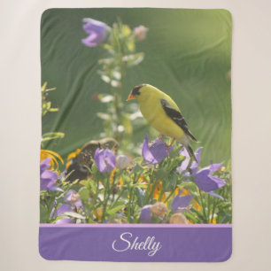 Couverture Sherpa Goldfinch sur Harebell Flower