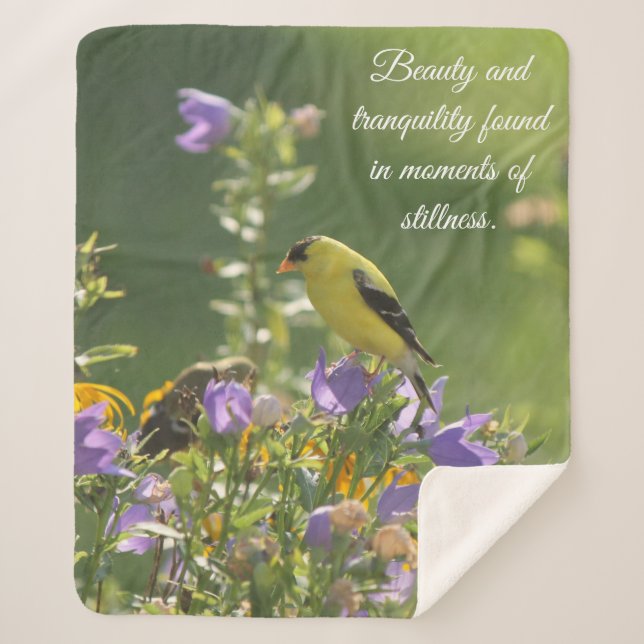 Couverture Sherpa Goldfinch sur Harebell Flower (Devant)