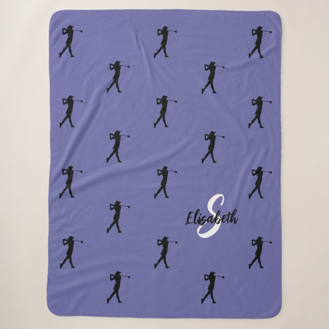 Couverture Sherpa Golf Motif Golfer Monogrammed Sports Périwinkle (Devant)
