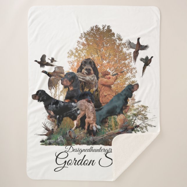 Couverture Sherpa Gordon Setter, saison de chasse Wood Wall Art Coff (Devant)