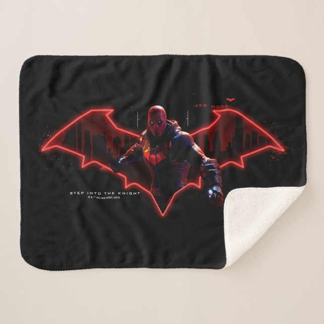 Couverture Sherpa Gotham Chevaliers Hood rouge dans le logo (Devant (Horizontal))