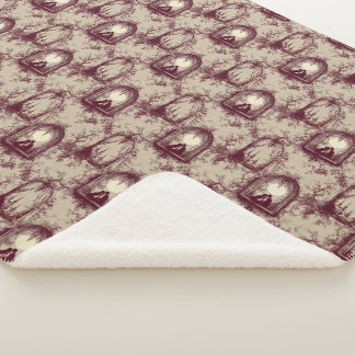 Couverture Sherpa Gothic Love Valentine Burgundy Toile De Jouy