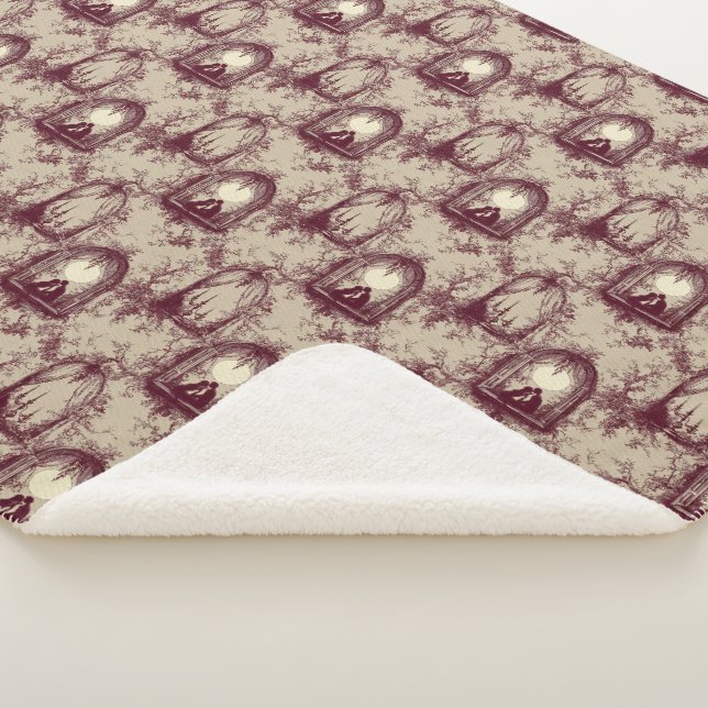 Couverture Sherpa Gothic Love Valentine Burgundy Toile De Jouy  (3/4)