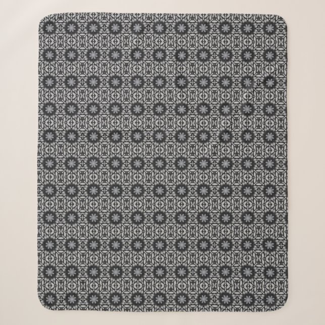 Couverture Sherpa Gothique noir blanc 8 pointes étoile géométrique (Devant)