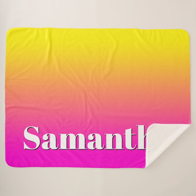 Couverture Sherpa Gradient rose néon jaune vif (Devant (Horizontal))
