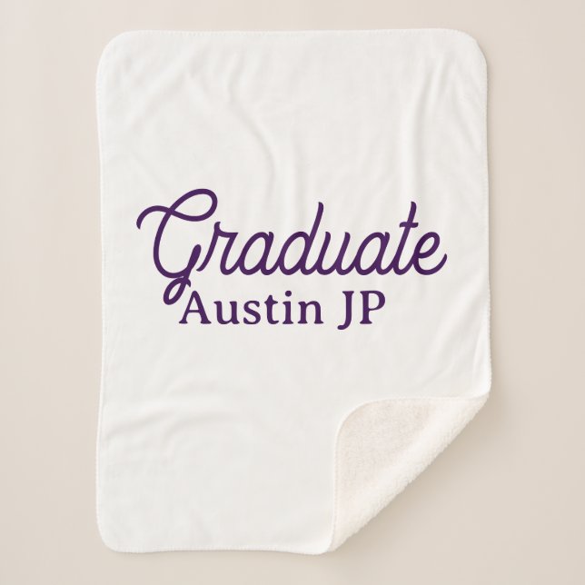 Couverture Sherpa Graduation name purple simple minimal stylish call (Devant)