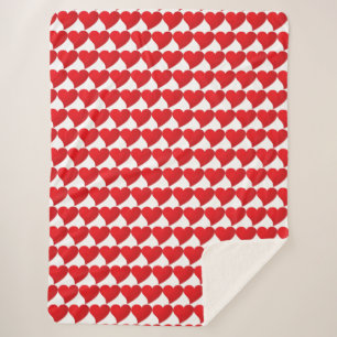 Couverture Sherpa Grand Coeur Rouge, Amour, Saint Valentin blanc