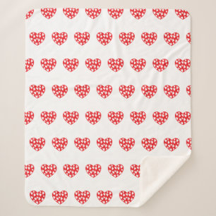 Couverture Sherpa Grand coeur rouge avec peu de coeur