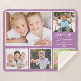 Couverture Sherpa Grand-mère 5 photo violet