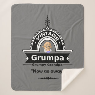 Couverture Sherpa Grand-père Grumpy vintage Partez maintenant amusan