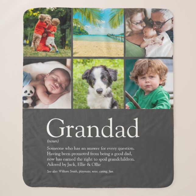 Couverture Sherpa Grand-père Papa Papa Définition 6 Photo Grey (Devant)