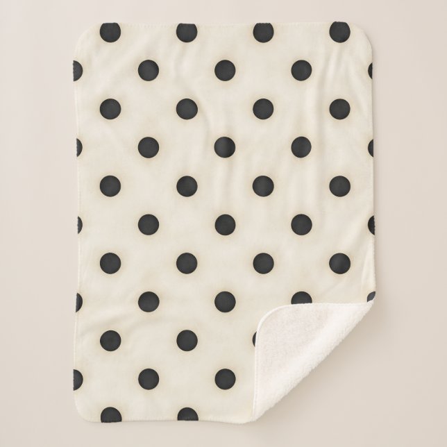 Couverture Sherpa Grand Pois noir et blanc antique (Devant)