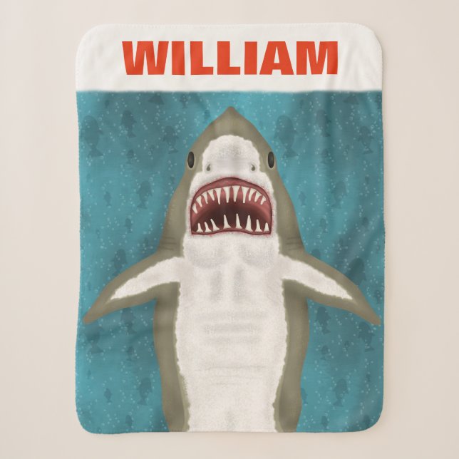 Couverture Sherpa Grande Attaque de requin blanc Personnalisé Océan  (Devant)
