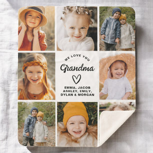 Couverture Sherpa Grandma 8-Photo Collage de texte cadeau personnali