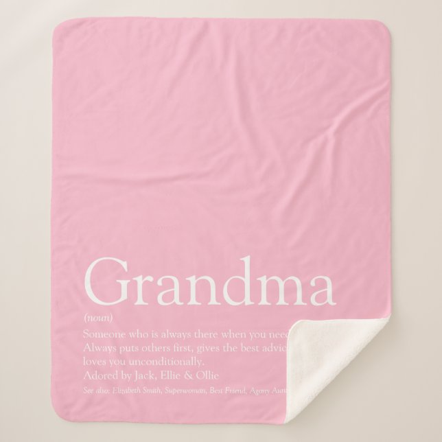 Couverture Sherpa Grandma Définition Pink Modern Fun (Devant)