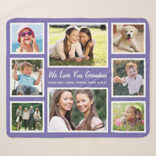 Couverture Sherpa Grandma Love You 8 Photo Collage Purple
