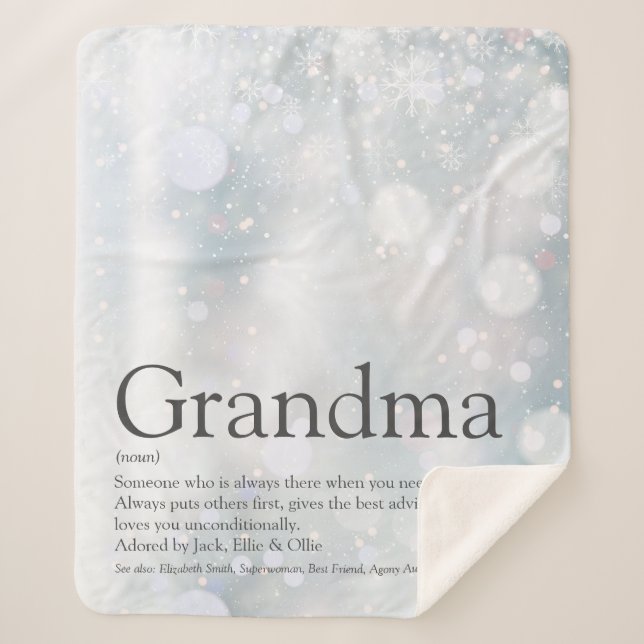 Couverture Sherpa Grandma Winter Holiday Snowflics Définition (Devant)