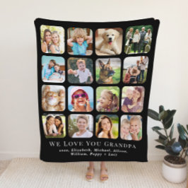 Couverture Sherpa Grandpa 16 Black Photo Collage