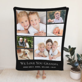 Couverture Sherpa Grandpa Aimez-vous Photo personnalisée Noir