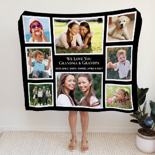 Couverture Sherpa Grandparents Love You 8 Photo Collage
