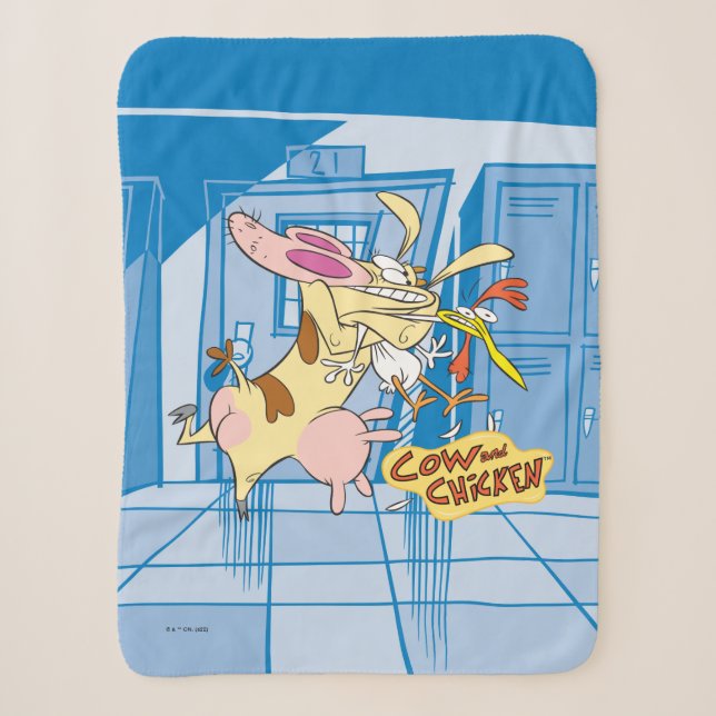 Couverture Sherpa Graphisme de la vache et du poulet (Devant)