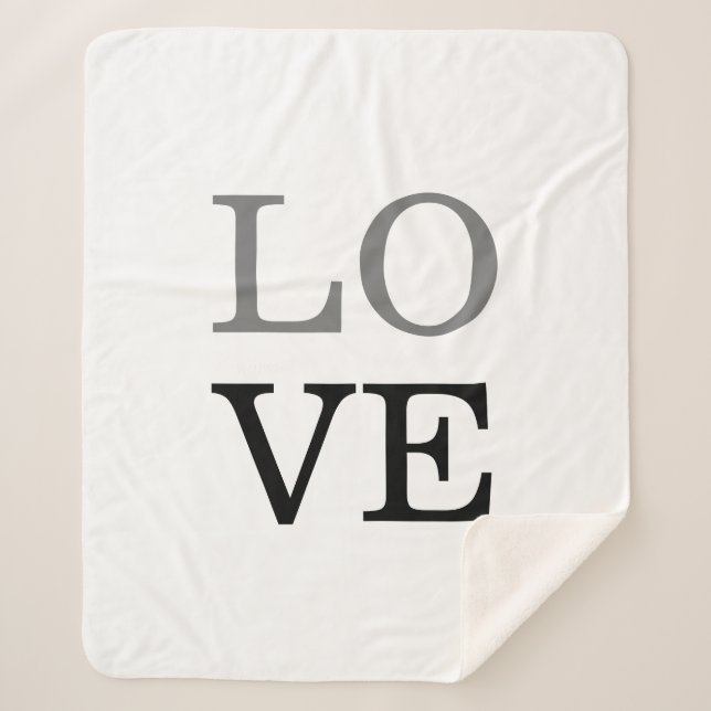 Couverture Sherpa Gray Black Script Love Wedding  (Devant)