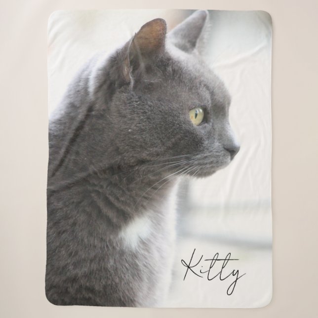 Couverture Sherpa Gray Kitty Chat (Devant)