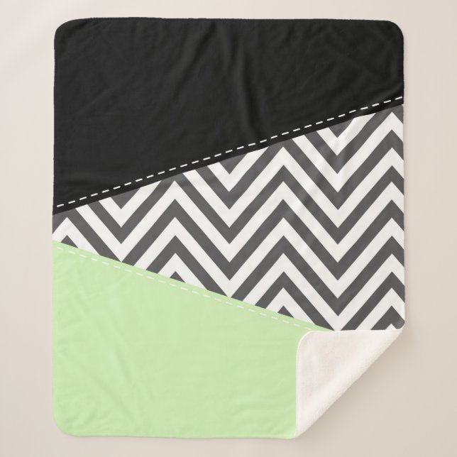 Couverture Sherpa Gray Zigzag, Gray Chevron, Zigzag Pattern, Mint (Devant)