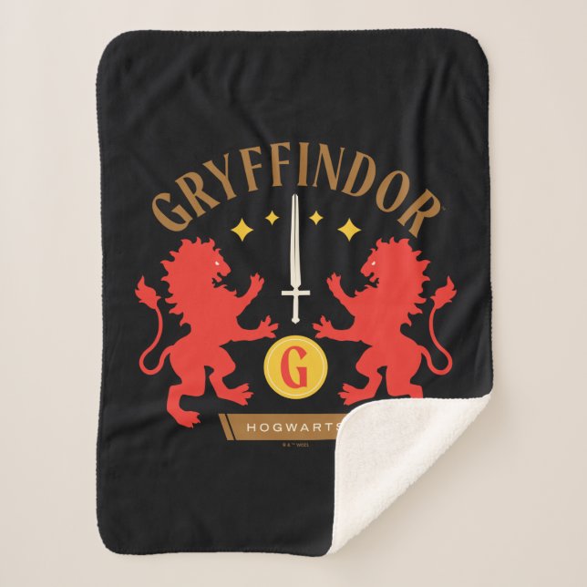 Couverture Sherpa GRAYFFINDOR™ Maison double Lion épée graphique (Devant)