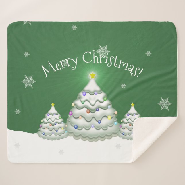 Couverture Sherpa Green Christmas Tree Sherpa Blanket (Devant (Horizontal))