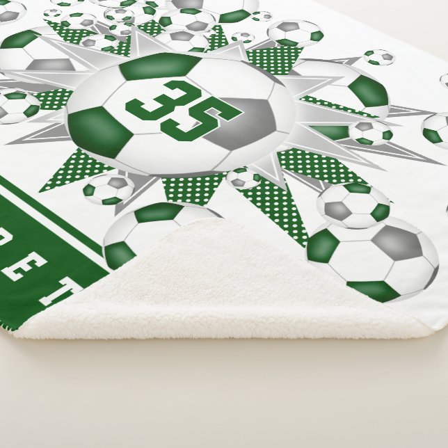 Couverture Sherpa green grey girls sports soccer balls étoiles (3/4)
