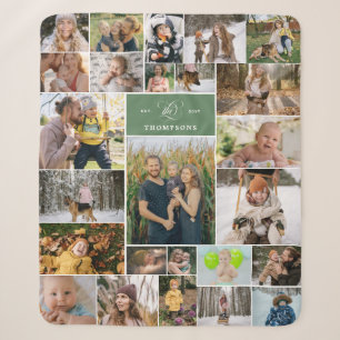 Couverture Sherpa Green Tourbillonnant Nom de famille 25 Photo Colla