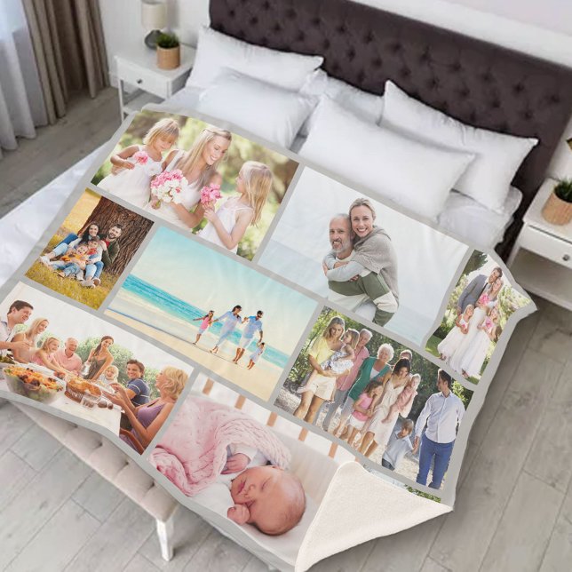 Couverture Sherpa Grille de maçonnerie 9 Collage photo gris clair (Créateur téléchargé)