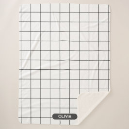 Couverture Sherpa Grille noir et blanc