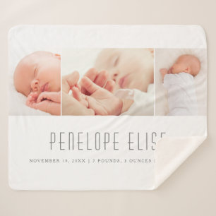 Couverture Sherpa Gris 3 Photo Collage Bébé Naissance