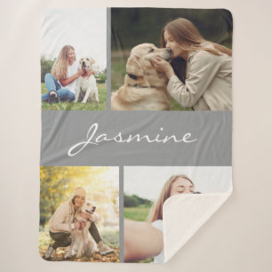 Couverture Sherpa Gris de chien de collection photo moderne