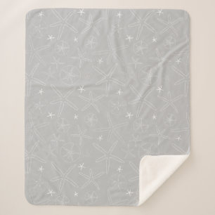 Couverture Sherpa Gris et blanc Starfish & Sand Dollar Sherpa Blanke