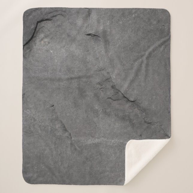 Couverture Sherpa Gris texture pierre noir et blanc (Devant)